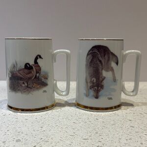 Set of 2 Vintage Glen Loates Wildlife Mugs by Viletta Canada
